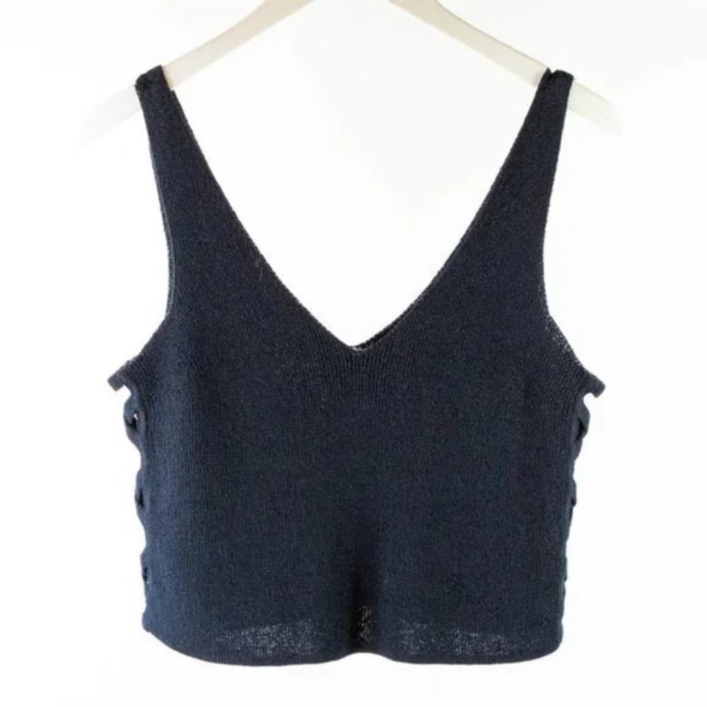 Intermix Annie Navy Knit Crisscross Tank